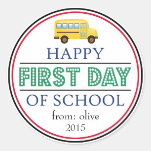 Rond Joyeux Sticker De Bus Du Premier Jour De L'École (