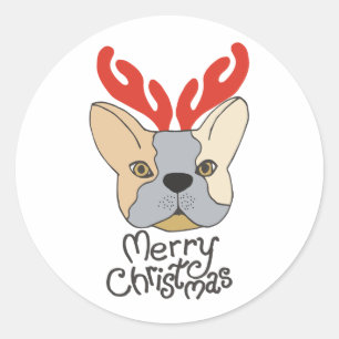 Rond Joyeux Sticker de Noël Chien Xmas Design