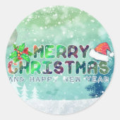 Rond Joyeux Sticker de Noël et Bonne Année (Devant)