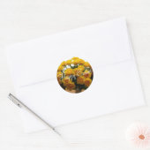 Rond Joyeux Sticker de Pâques Rose Jaune (Enveloppe)