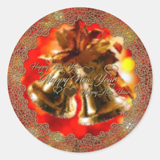 Rond Joyeux Sticker du Nouvel An (Devant)