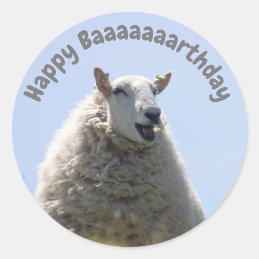 Rond Joyeux Sticker pour mouton d'anniversaire (Devant)