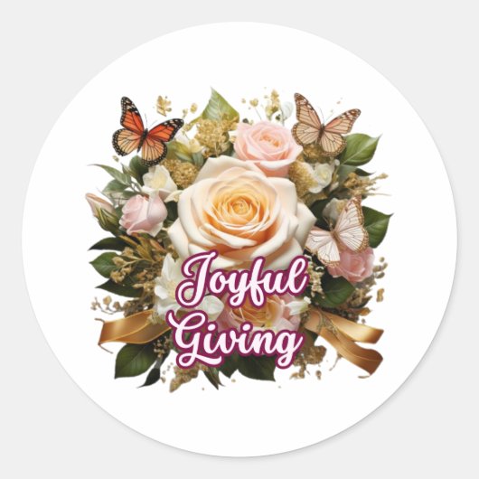 Rond Joyful Giving — Inspirational Sticker for Kindness (Devant)