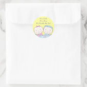 Rond Jumeaux en Lit, Fille et Bébé Sticker (Sac)