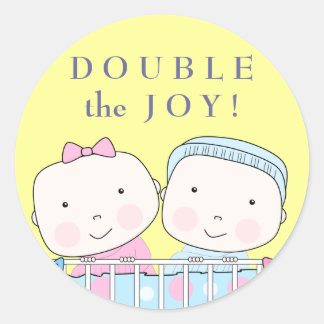 Rond Jumeaux en Lit, Fille et Bébé Sticker