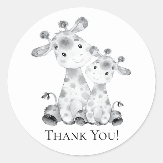 Rond Jungle Giraffe Douche Merci Favoriser Sticker (Devant)