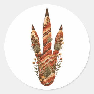 Rond Kangaroo Botanical Footprint Nature Sticker