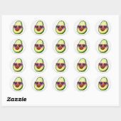 Rond Kawaii Avocado Heart Sunglasses Sticker (Feuille)