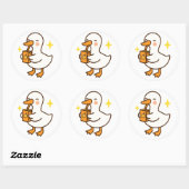 Rond Kawaii Silly Goose Holding Juice Box Sticker (Feuille)