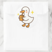 Rond Kawaii Silly Goose Holding Juice Box Sticker (Sac)
