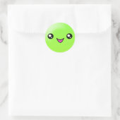Rond Kawaii Sugar Dots Lime Happy Sticker Visage (Sac)