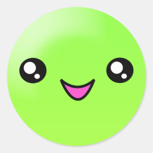 Rond Kawaii Sugar Dots Lime Happy Sticker Visage