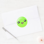 Rond Kawaii Sugar Dots Lime Happy Sticker Visage (Enveloppe)