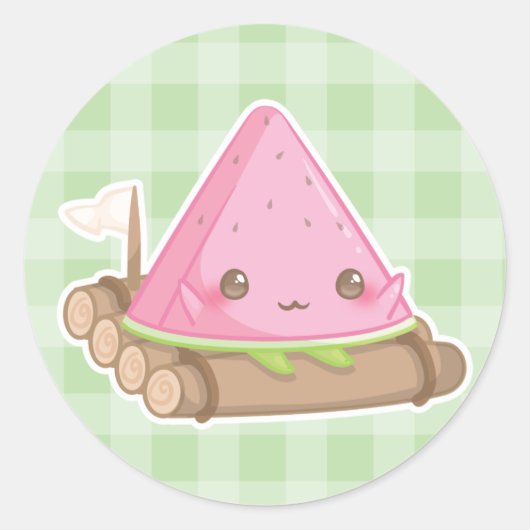Rond Kawaii Watermelon Slice in mignon Sticker Brown Ra (Devant)