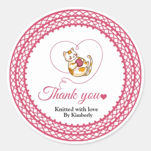 Rond Kitten Avec Sticker Merci Crochet Coeur (Devant)