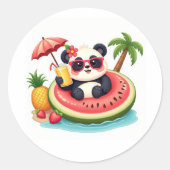 Rond Kiwi Float Panda 🐼 Cute Tropical Beach Sticker (Devant)