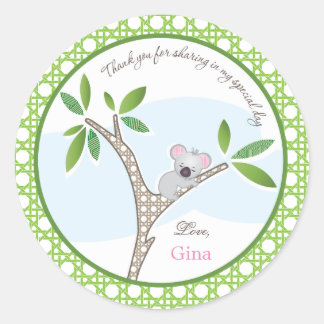 Rond Koala Bear | Sticker Baby shower Faveur