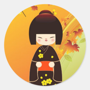 Rond Kokeshi doll sticker