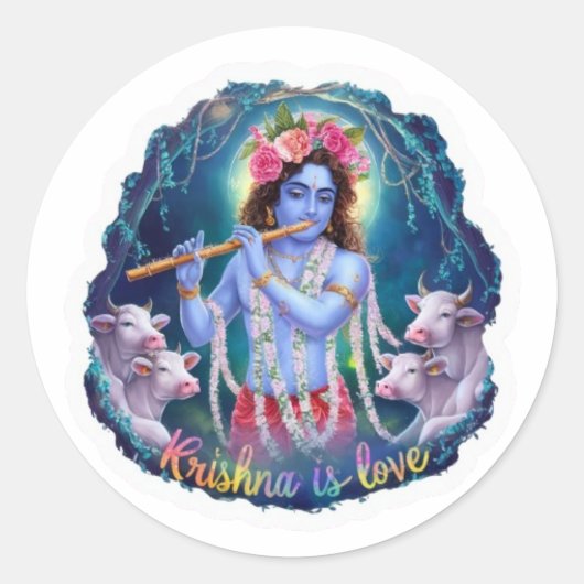 Rond Krishna est Sticker d'amour : Dévotion Divine (Devant)
