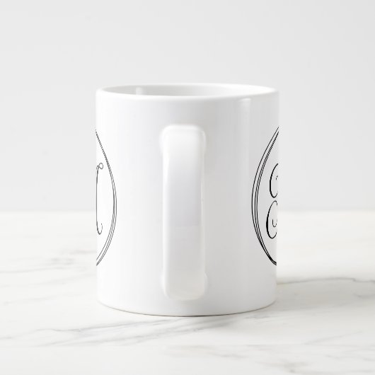 Rond krullend scriptmonogram extra grote beker (Achterkant)