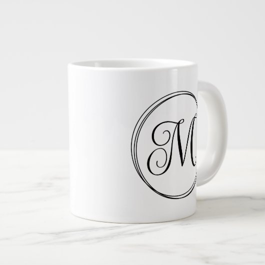 Rond krullend scriptmonogram extra grote beker (Voorkant rechts)