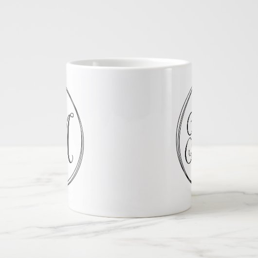 Rond krullend scriptmonogram extra grote beker (Voorkant)