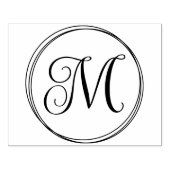 Rond krullend scriptmonogram 	rubberstempel (Afrduk)