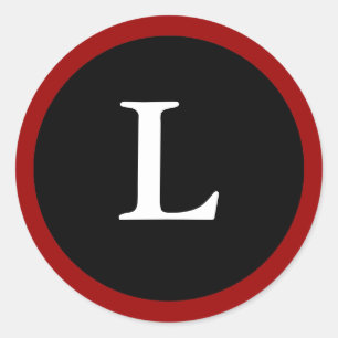 Rond L : Lettre L initiale L Sticker rouge, blanc et no