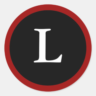 Rond L : Lettre L initiale L Sticker rouge, blanc et no