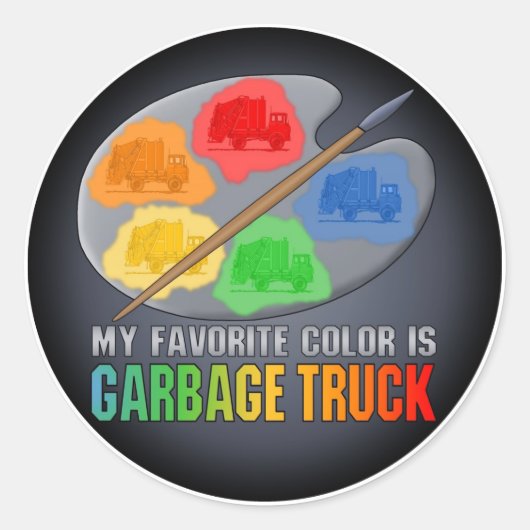 Rond La Couleur Favorite Est Sticker Camion de poubelle (Devant)