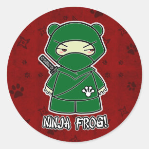 Rond La grenouille de Ninja ! En Sticker rouge