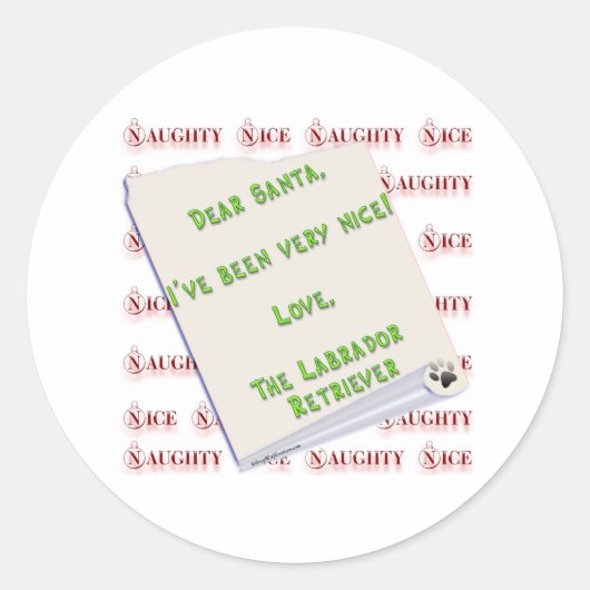 Rond Labrador Retriever Naughty ou Nice - Sticker (Devant)