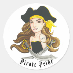 Rond Lady Pirate Sticker Round