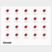 Rond Ladybird / Ladybug Gift Party Faveurs Sticker Étiq (Feuille)