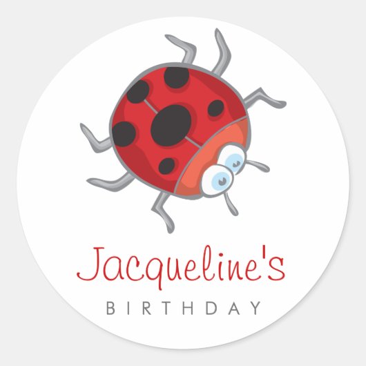 Rond Ladybird / Ladybug Gift Party Faveurs Sticker Étiq (Devant)