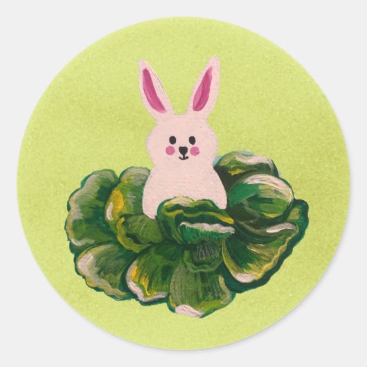 Rond Lapin de Pâques dans un chou Sticker (Devant)