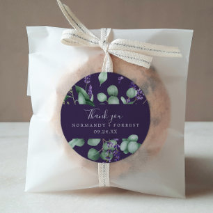 Rond Lavande rustique Sticker Favor Merci violet