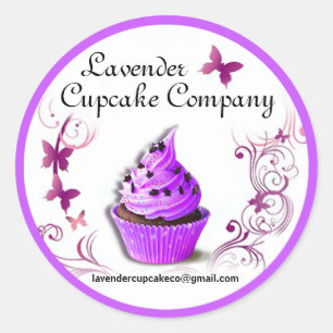 Rond Lavender Cupcake Co Sticker bordure violet grande