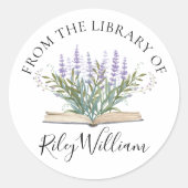 Rond Lavender Flower Grow From Book Boplate Sticker (Devant)