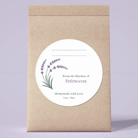 Rond Lavender Homemade with Love Label Sticker
