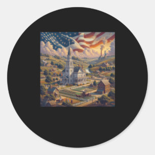 Rond Le Beau Bâtiment Américain Et Sticker Nuage
