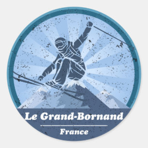Rond Le Grand-Bornand Station de ski Skieur - Sticker