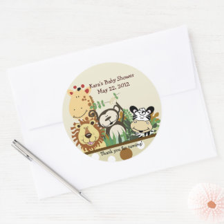 Rond Le Zoo Crew Jungle Animaux Favoriser Sticker - Tan