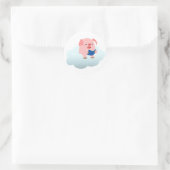 Rond Lecteur de cochon de dessin mignon sur Sticker Clo (Sac)