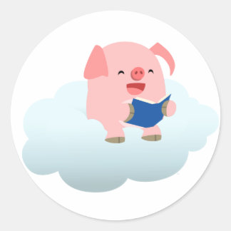 Rond Lecteur de cochon de dessin mignon sur Sticker Clo
