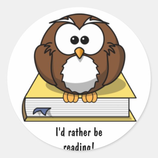 Rond Lecture Sticker pour la Chouette de dessin (Devant)