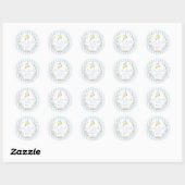 Rond Lemon Blue Bow Floral Birthday Sticker (Feuille)