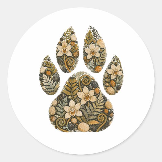Rond Leopard Botanical Footprint Nature Sticker (Devant)