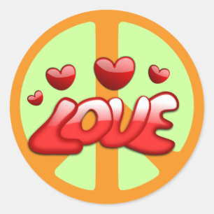 Rond Les années 60 : Sticker Paix et Amour