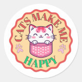 Rond Les chats me rendent heureux - Sticker Amoureux de (Devant)